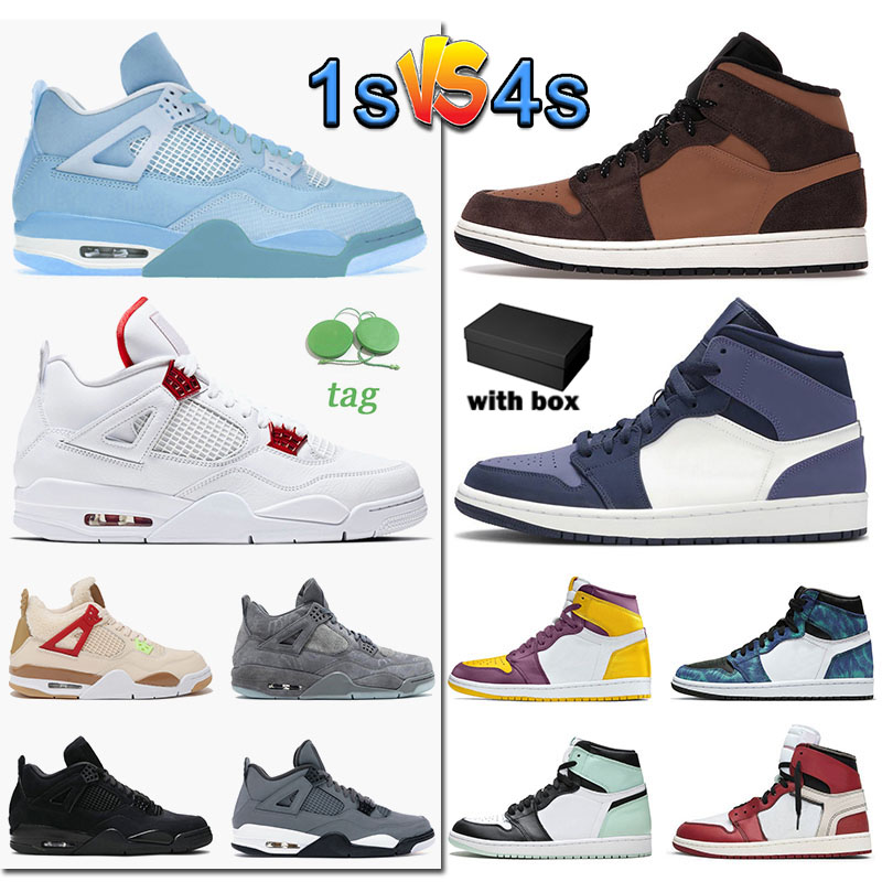 

1s 4s Mens Designer Basketball Shoes Authentic Jumpman 1 4 Womens OFF Mid Dark Chocolate Chicago Yellow Toe Suede Sanded Purple University Blue Sneakers Trainer 36-47, A34 40-47 2020 fire red