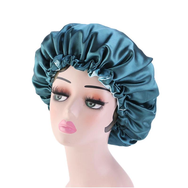 

Beanie/Skull Caps SHUANGR Solid Satin Bonnet Hair Styling Cap Long Care Women Night Sleep Hat Silk Head Wrap Shower Tools, Q12723