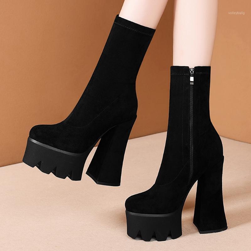 

Brand Elastic Female Sock Boots Inside Leather Great Quality Platform Women Ankle Boots Female Shoes Bootwear1, Silver