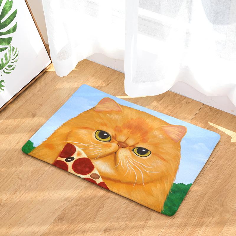 

Eating Cats Pattern Rug Welcome Home Door Mats Light Soft Cute Funny Cartoon Water Absorption Bedroom Foot Pad Decor
