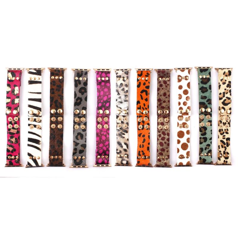 

Bangle ZWPON Fashion Leopard Genuine Leather Watch Band Baraclets For Woman Snap Button Polka Spot Accessories Wristband, Black
