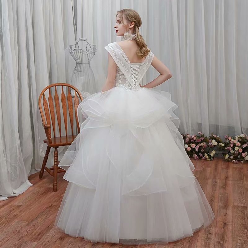 

2021 New Dress, Low-cut Wedding Gown, Prom Dress C59T, Ivory white