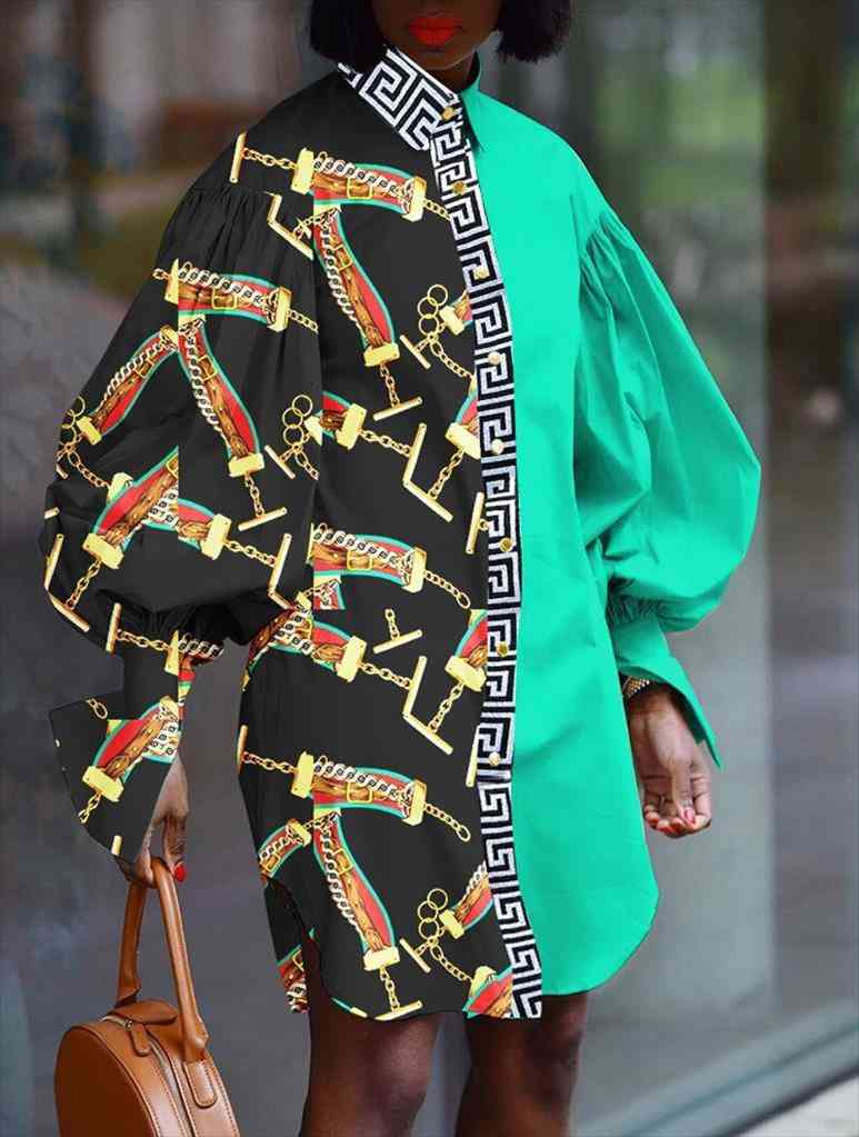 

vazn plus size summer boho print o-neck full sleeve striped dresses clothing shinny young lady dress, Black;gray