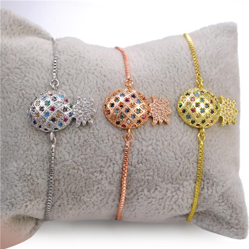 

Juya Fashionable Jewelry Supplies Crystal Pineapple Bracelets for Women Dropshipping Adjustable Chains Charm Bracelet