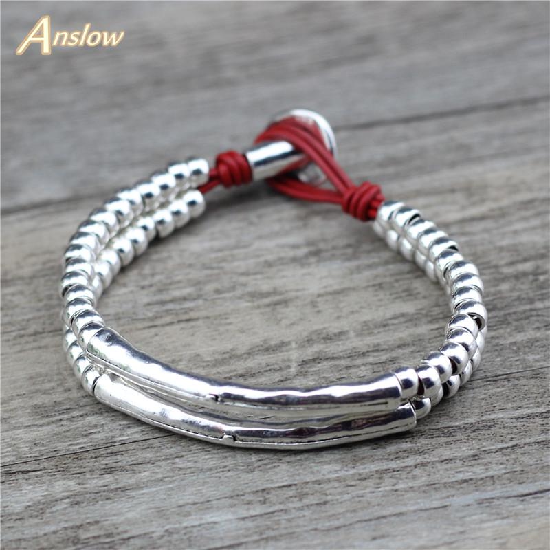 

Anslow Trendy Handmade Vintage 2 Layers Beads Bijoux Jewelry Charm Bracelets For Women Men's Couple Christmas Gift LOW0821LB