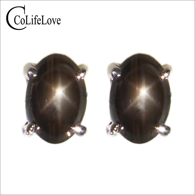 

CoLife Jewelry 4*6mm Natural Star Light Sapphire Earrings 925 Silver Sapphire Earrings for Office Woman Real Jewelry