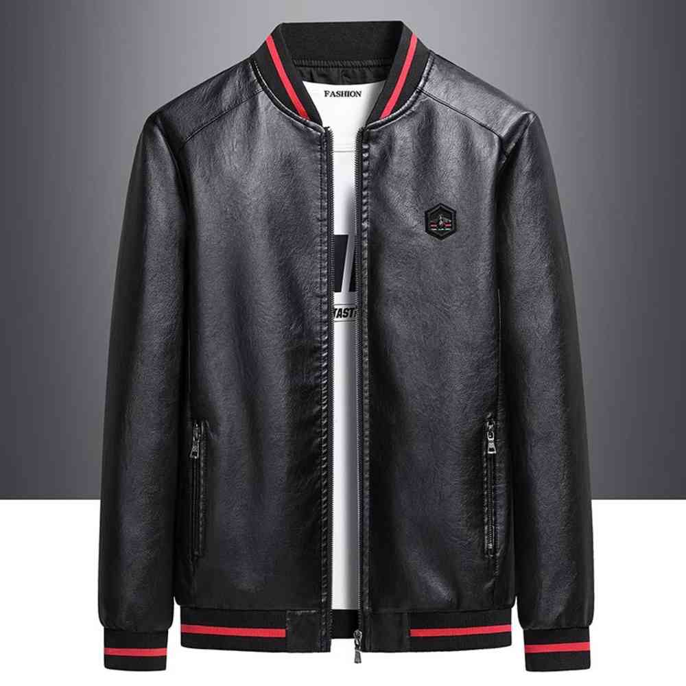 

M-8xl Leather Men's coat autumn winter plus fat size new leather jacket youth short, Gray