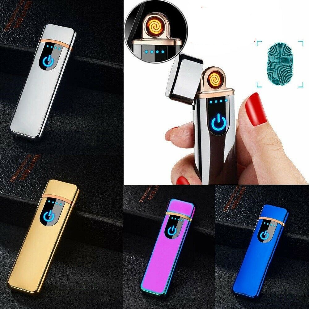 

USB Rechargeable Electric Touch Sensor Metal Cigarette Sensing Lighter Windproof Thin Charging Full Screen Lighters Mini Gadgets