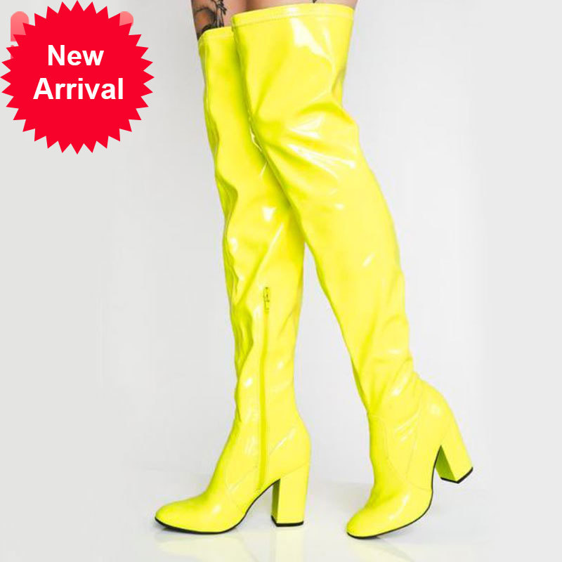 

Top quality plus size 35-43 woman on her knee high-heeled boots with high heels zipper pointed finger of women's hot shoes, Black.