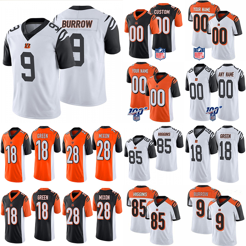 

Custom Cincinnati Bengals men Football Jersey 9 Joe Burrow 85 Tee Higgins 18 A.J. Green 28 Joe Mixon Any number Any Name Jerseys, Black;red