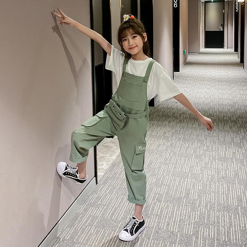 

New Fashioin Jumpsuit for Girls 12 Years Kids Jumpsuits Spring 2021 Teenage Loose Pants with Bag Korean Cotton Children Clothes, Overalls