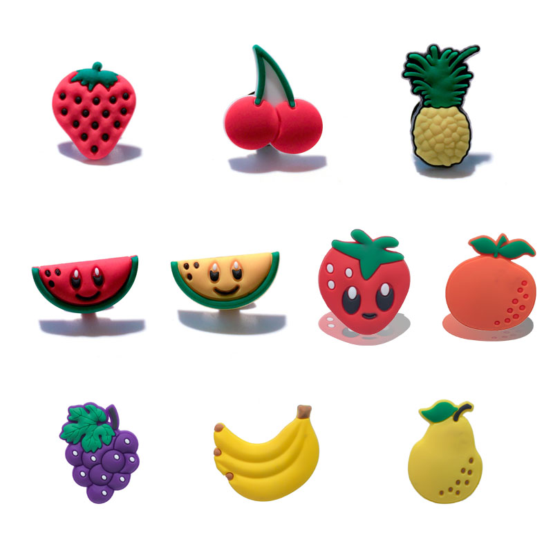 

moq=2lots fruits shoe charms jibitz for croc shoes custom soft rubber PVC charms wholesale baby accessories promotional gift for kids, White;pink