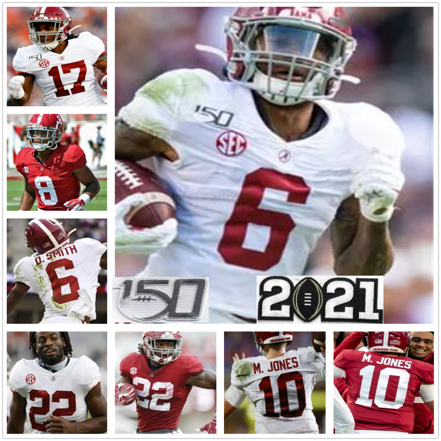 

NCAA college Alabama Crimson Tide DeVonta Smith Jaylen Waddle John Metchie III Mac Jones Najee Harris 150th patch Football, 10 m.jones