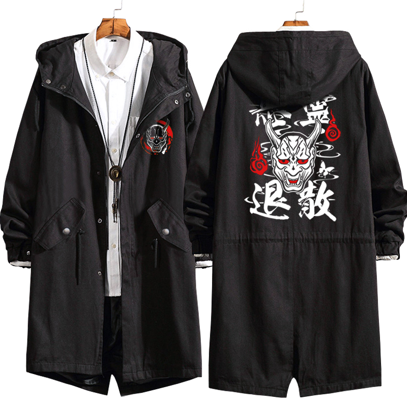

2021 Fashion New Men Anime Hyakkiyakou Coat Hoodie Cosplay Trench Long Jacket Sweatshirt Thicken Overcoat Ia1g