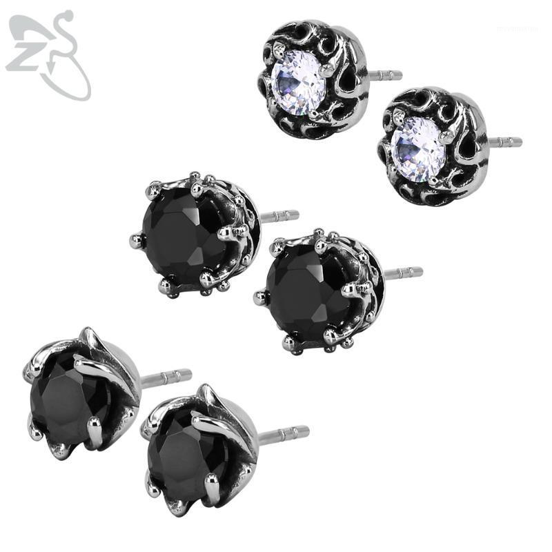 

Stainless Steel Punk Ear Studs for Men Round Beautiful White Cubic Zircon Studs Earring Tragus Ear Piercing Jewelry1