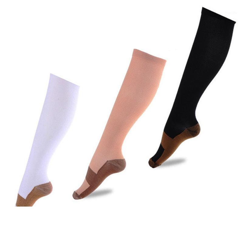 

Men Crew Fiber Breathable Long Compression Stockings Anti-Slip Nylon Pressurized Outdoor Gym Training Elastic High Socks1, Black