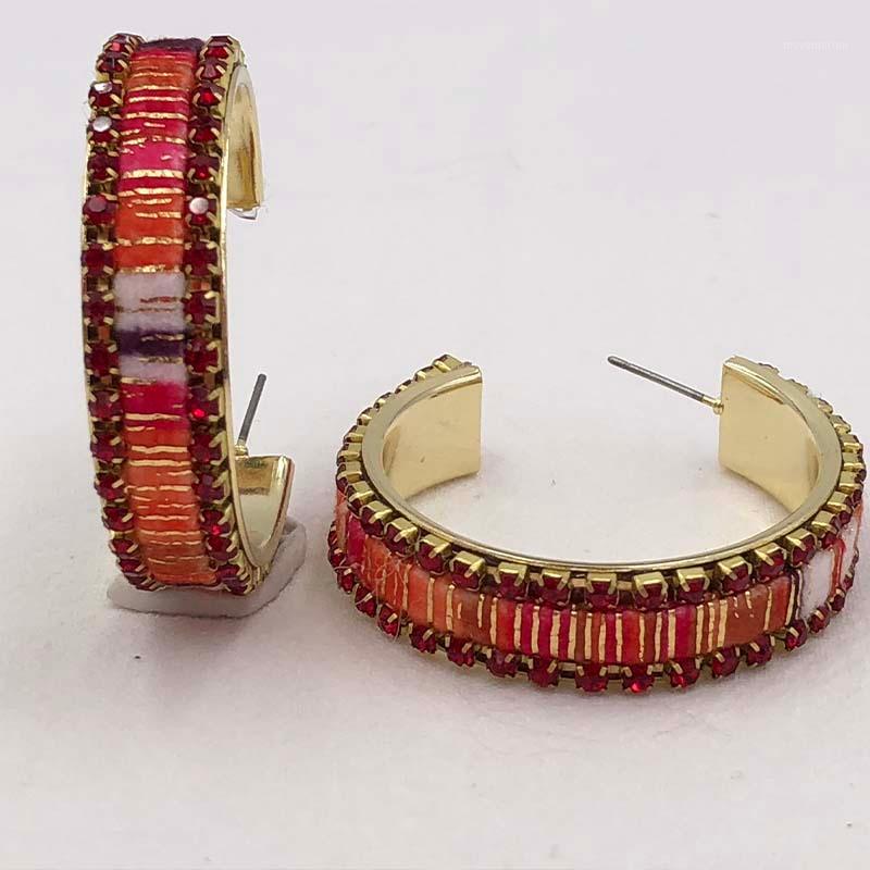 

2020 New C-shaped Fashion Creative Earrings Velvet Crystal Applique Structure Push-in Snap Earrings Boho Ladies Jewelry1