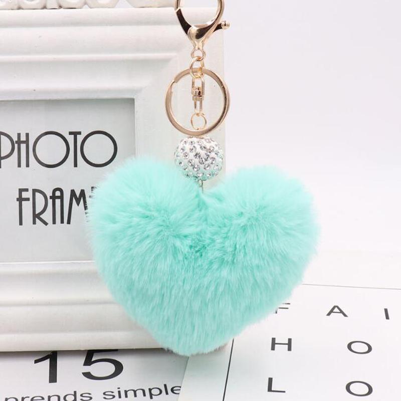 

10pcs/lot Girls Fashion Jewelry Bag Decorations Keychains Plush Heart Pendant With Beads Key Ring For Women Accessories