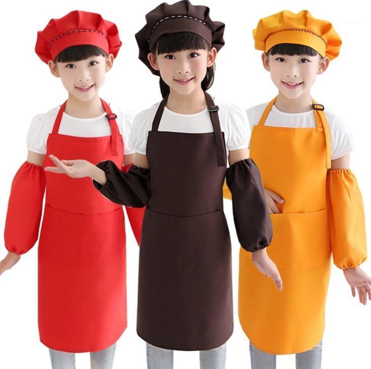 

12Colors Children Kids Apron Pocket Kitchen Cooking Baking Painting Cooking Art Bib Children Plain Apron Kitchen SN27941