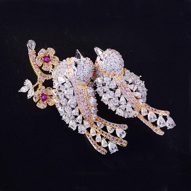 

Zircon Animal Color Bird Suit Cardigan Brooch High Quality Luxury Temperament Brooch Gift