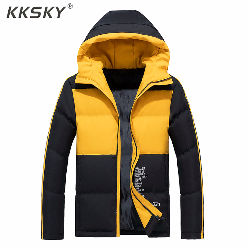 

Men Hooded Jackets Coat Casual Thick Cotton Parkas Men Waterproof Fashion Pocket Outwear Warm Parkas Men Clothing 2020 New, Beige