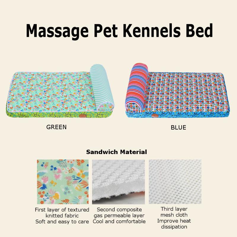 

New 2 Size Pet Bed Dog Cat Bed Puppy Sleeping Massage Cushion Pads Home Kennels Mat For Small Medium Dog Four Seasons Available, Blue
