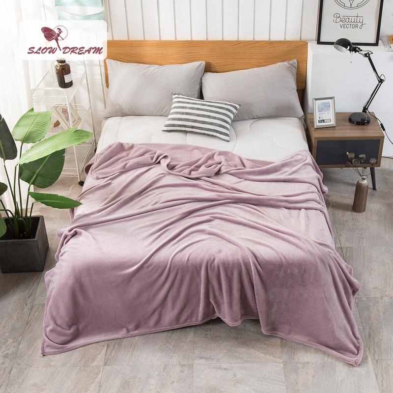 

Slowdream Fashion Luxury Flannel Blanket Summer Sheet bed cover Sofa Throw Queen King Size Coral Fleece Blankets 1PCS