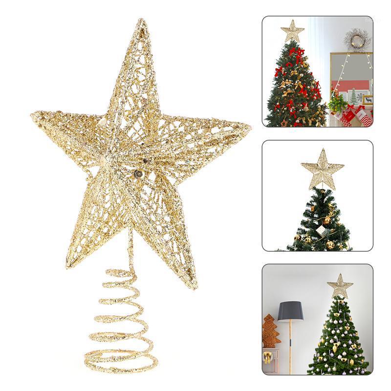 

1Pc 20cm Christmas Tree Topper Star Exquisite Iron Art Ornament Beautiful Tree Five Star Topper For Christmas1