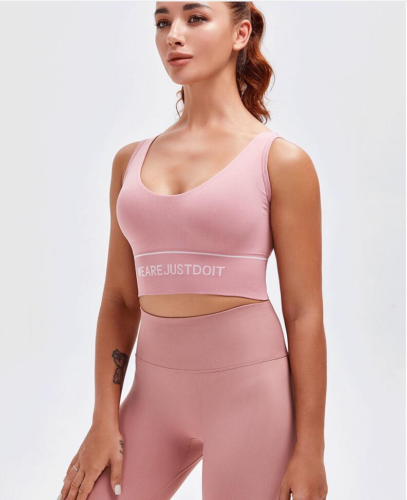 

2021 new type of women's sports underwear tight shock absorption back Yoga vest running fitness bra, Black