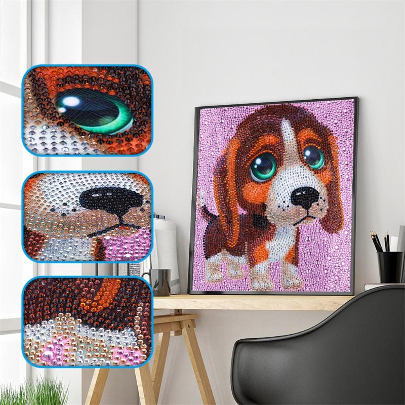

5D DIY Cute Brown Dog Diamond Painting Cross Stitch Wall Decor Diamond Embroidery Resin Full Special Shaped Rhinestone