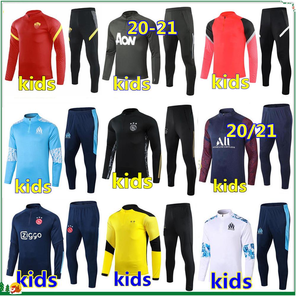 

New ajax kids soccer tracksuit football training suit 20 21 roma kids football tracksuit 2020 2021 survetement foot chandal jogging set, 18