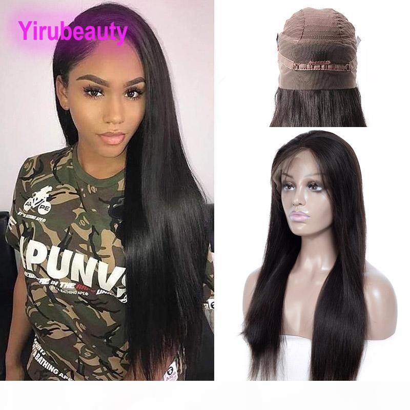 

Indian Raw Virgin Hair 360 Lace Frontal Wigs Human Hair Straight 360 Frontal Wig With Baby Hair 8-26inch Straight Yiruhair, Natural color