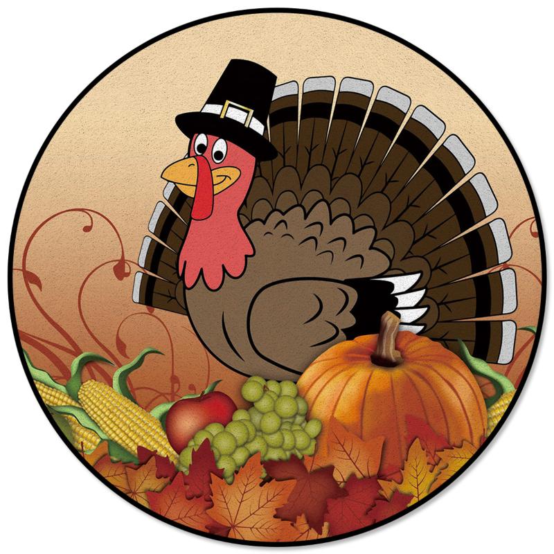 

Turkey Pumpkin Vegetable Thanksgiving Round Carpets for Kids Room Big Area Rug Floor Mat For Bedroom Living Room Home Decor, As pic