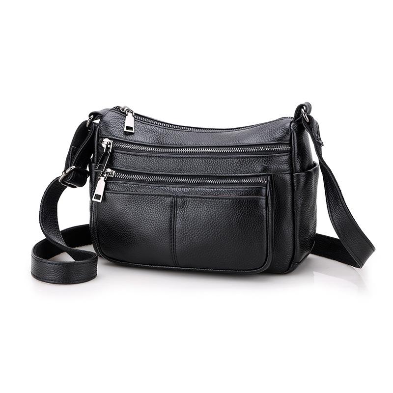 

2021 new fashion soft leather messenger versatile middle-aged women's temperament shoulder bag designer handbags high quality, Black