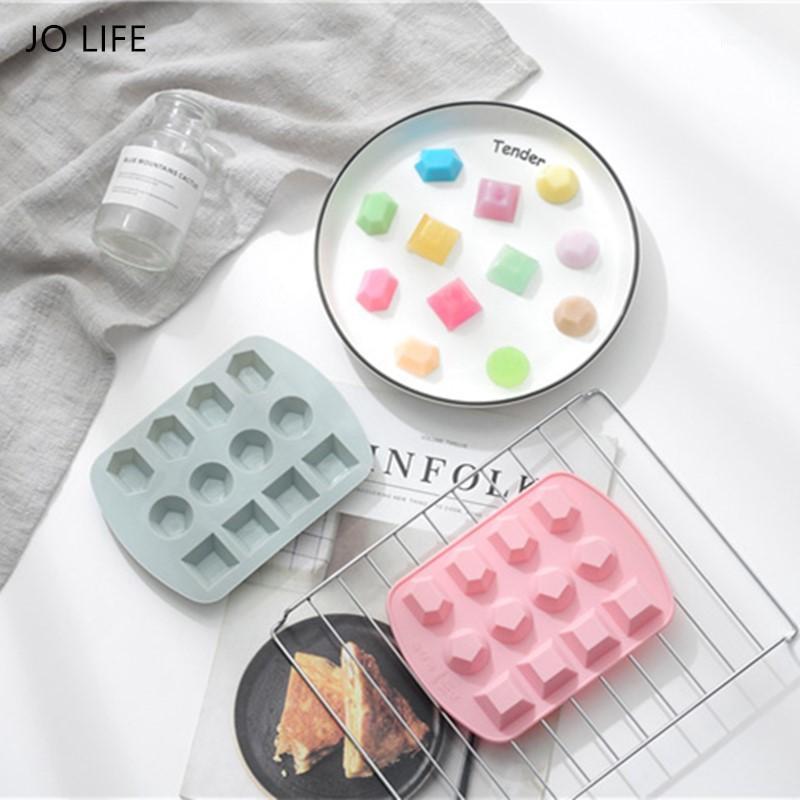 

JO LIFE 3D Diamond Gem Ice Cube Cake Decoration Tool Geometry Fondant Chocolate Candy Mold Silicone Mould1