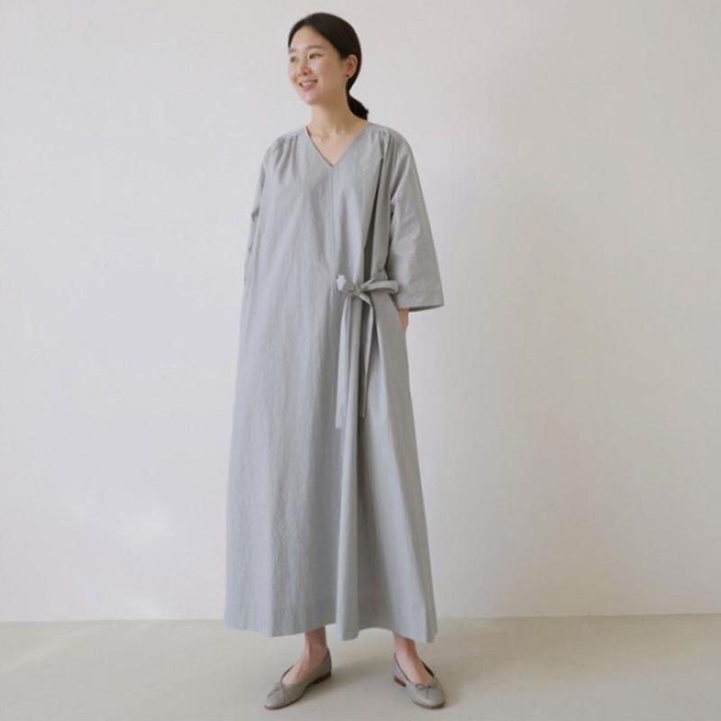 

LANMREM LANMREM 2020 new summer fashion women dress V-neck flare sleeves soild color pullover loose big size dress WL92104XL, Beige