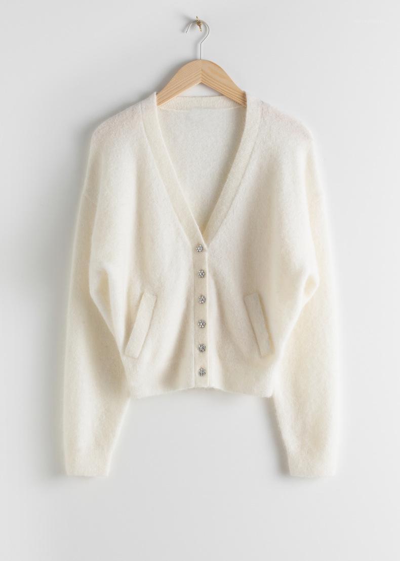 

Women Sweate Spring and Summer New Style Ladies V-neck Single-breasted Wool Short Wild Knitted Cardigan Women1, White