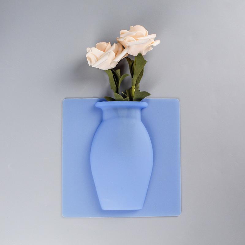 

Home Decor Bottle Shaped Silicone Vase Stickers Bathroom Reusable 1Pcs Refrigerator Paste Soft Wall Hanging Vase 3Colors