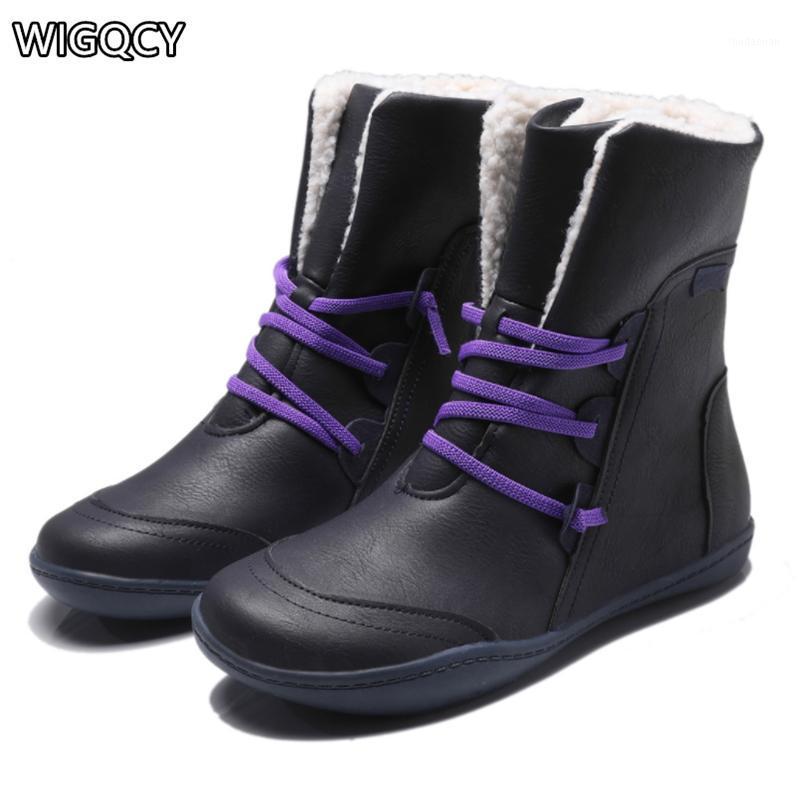 

2020 winter new women's large size short boots women casual wild cotton boots fashion thickened lace-up women's1, Khaki
