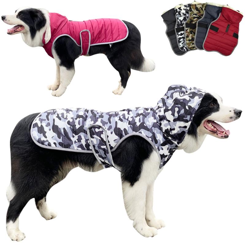 

Autumn And Winter Hooded Dog Clothes Camouflage Pet Clothes Waterproof Denim Dog Cotton