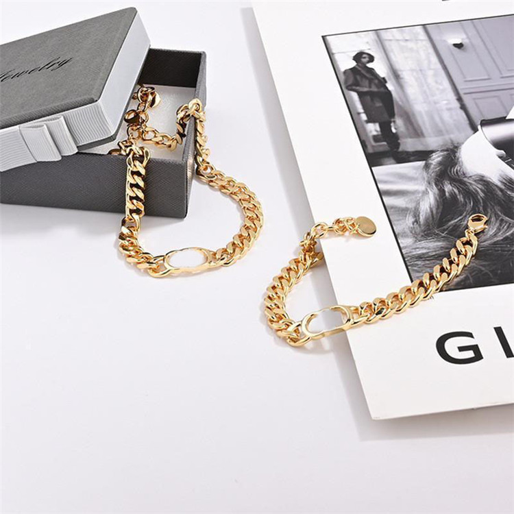 

Luxury Letter Chain Necklaces Short Clavicle Chain Jewelry Sets Hip Hop Bracelet Women Gold Alphabet Pendants, As pic