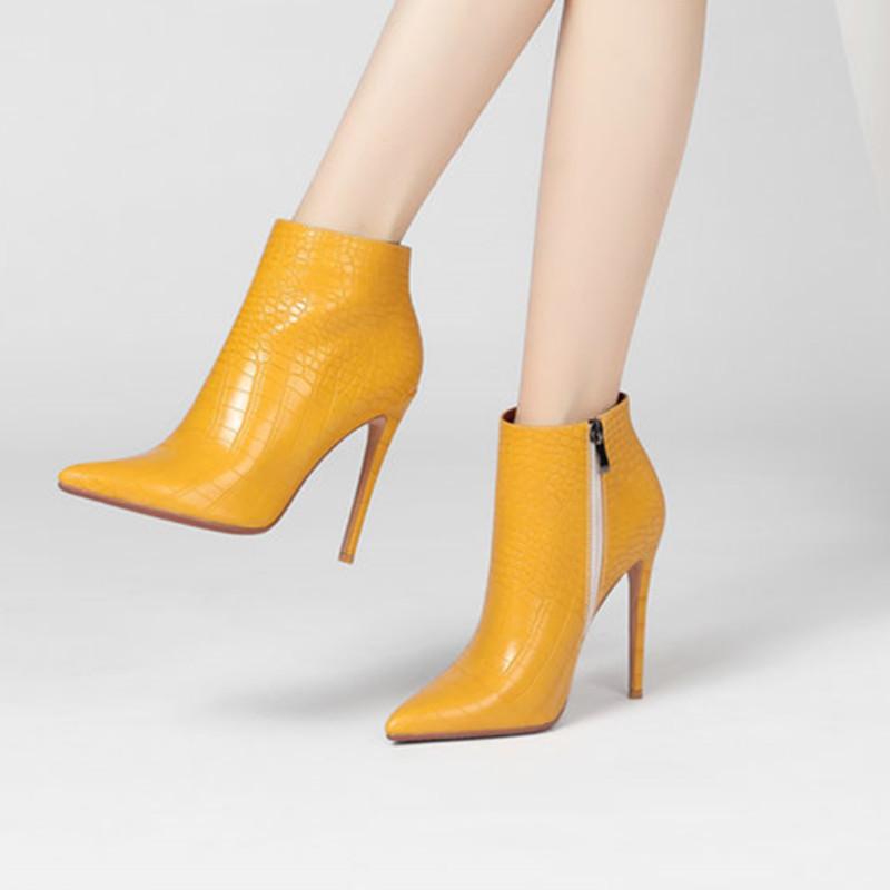 

Plus Size Autumn Boots Sexy Women Ankle Boots High Heels 12cm Party Wedding Winter Stiletto Heel Platform Woman, Black