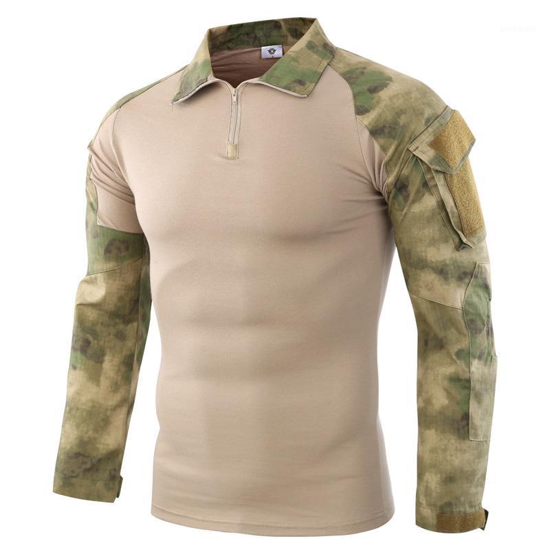 

Field Combat Training Camo Long Sleeve Tactical Shirt Men Army Camping Hiking Hunting Camouflage Uniform Frog Shirt 5XL1, Desert