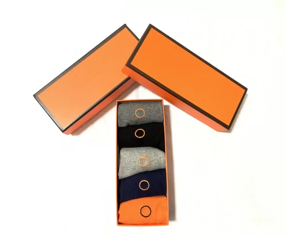 

Men Women Socks luxury cotton Sock classic carriage high quality Stocking comfortable warm 5 pairs/orange box, Multi
