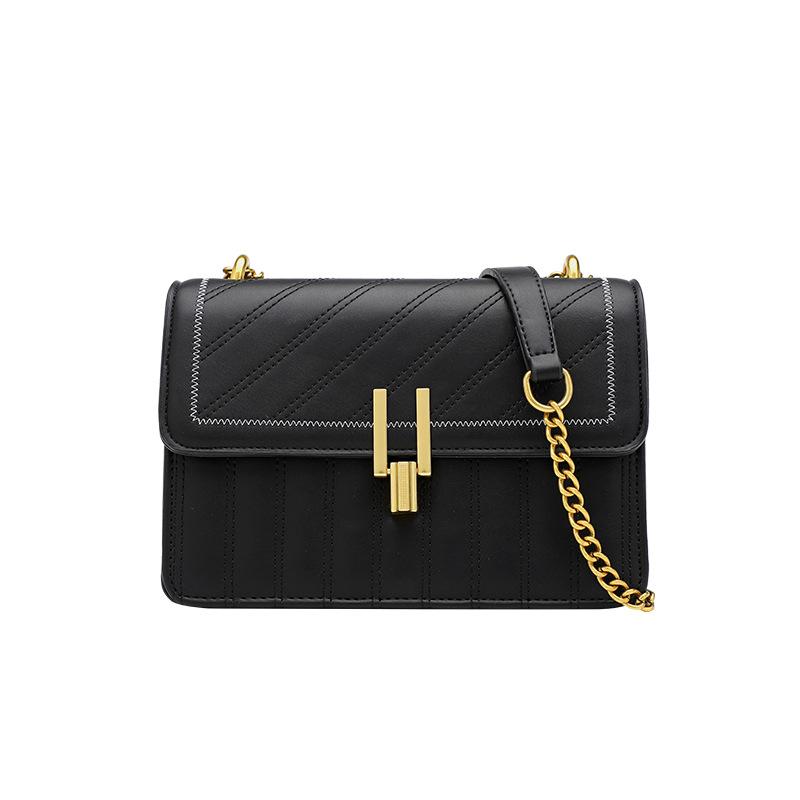 

New women's bag fashion chain small square bag leisure messenger, Black