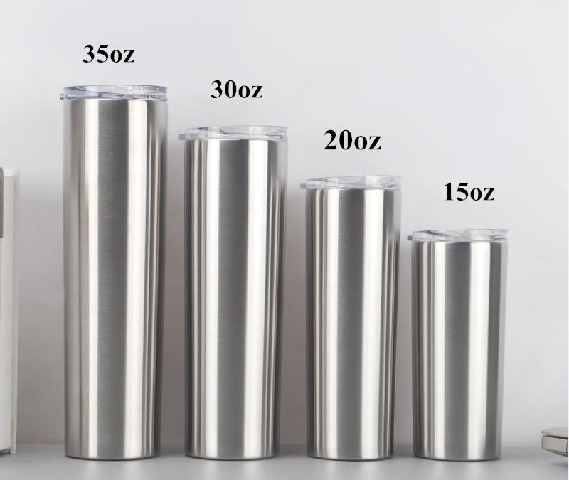 

local warehous Skinny Tumbler Slim tumbler Beer Coffee Mug Stainless Steel Insulation Vacuum Tumbler 20oz 30oz US-Abroad Shipping FAST, Stainless steel color