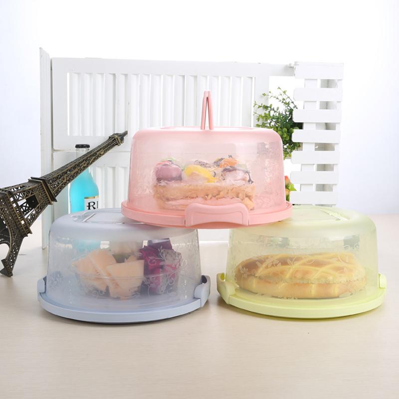 

Gift Wrap Plastic Clear Cake Box Round Pastry Storage Carrier Handle Fridge Fruit Dessert Container Cover Case Shop