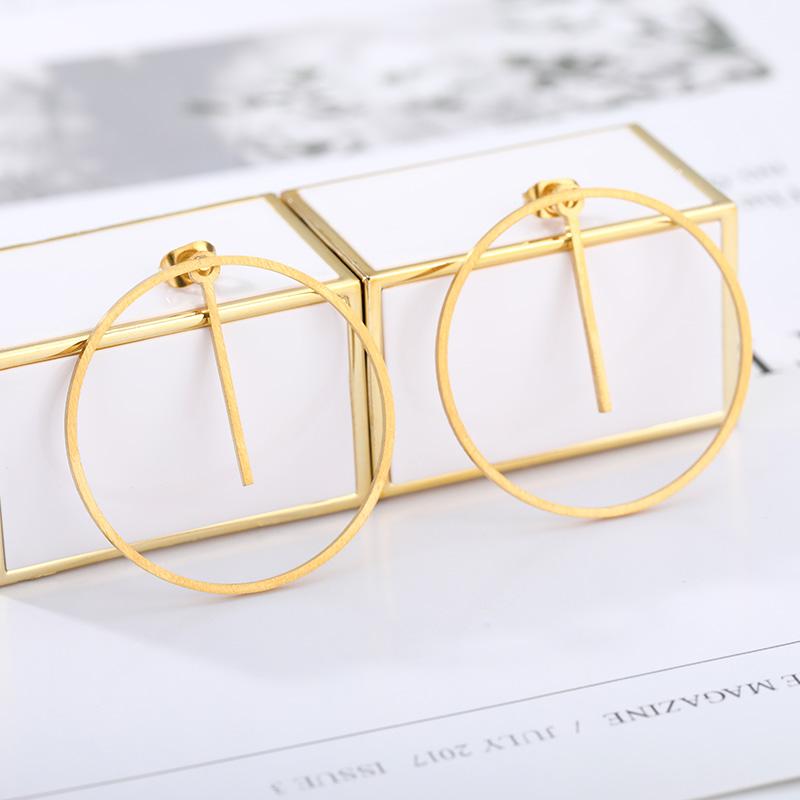 

2021 Trend Earring Circular Frame Geometry Women's Hoop Earrings Fashion Stainless Steel EarRings Gold Silver Color Personality