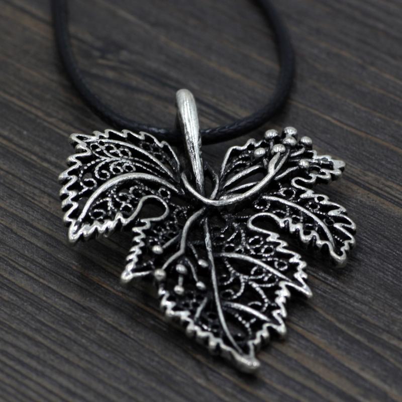 

Chains Leaf Shaped Pendant Necklace Silver Artisan Crafted Tree Leaves Charm
