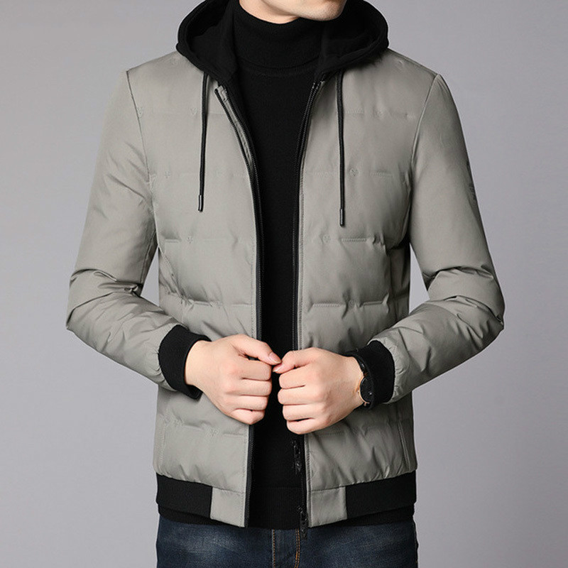 

2020 new arrival of winter the warm man's white duck coat down outwear jacket with hoodie high quality clothing 09ZM, Black